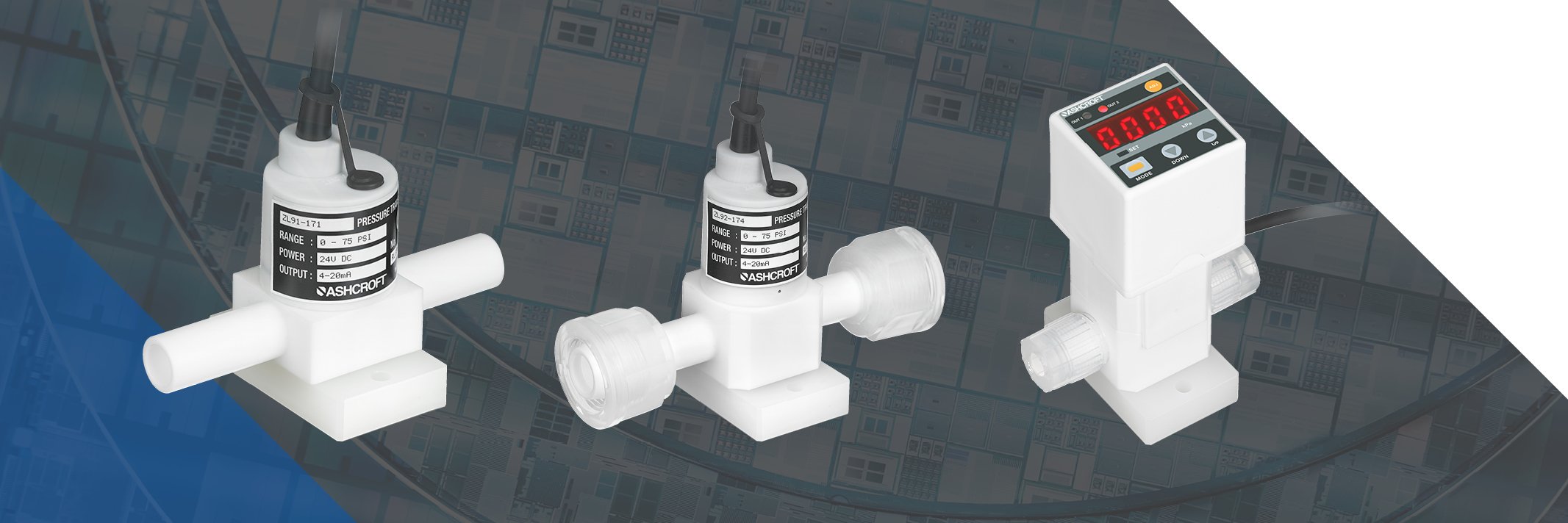 Comparación de los transductores de presión ZL 91, 92 y 95 de Ashcroft para semiconductores